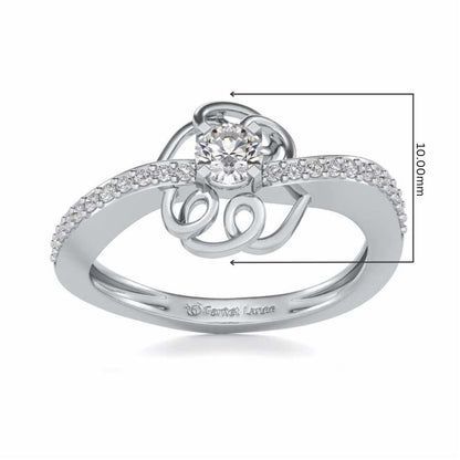Wired Flora Solitaire Silver Ring - White Gold - Image 5