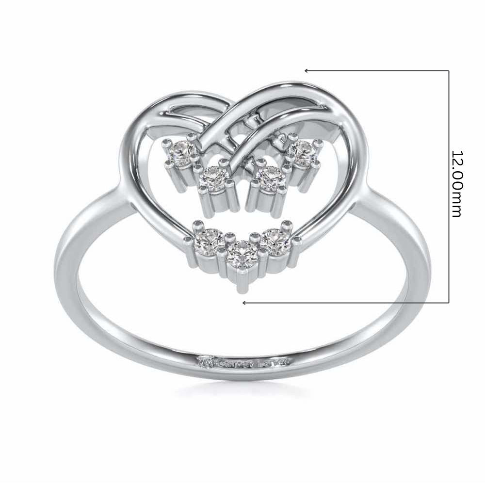 Flare Heart Silver Ring - White Gold - Image 5