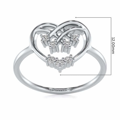 Flare Heart Silver Ring - White Gold - Image 5