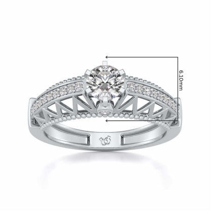 Spiked Glow Solitaire Silver Ring - White Gold - Image 5