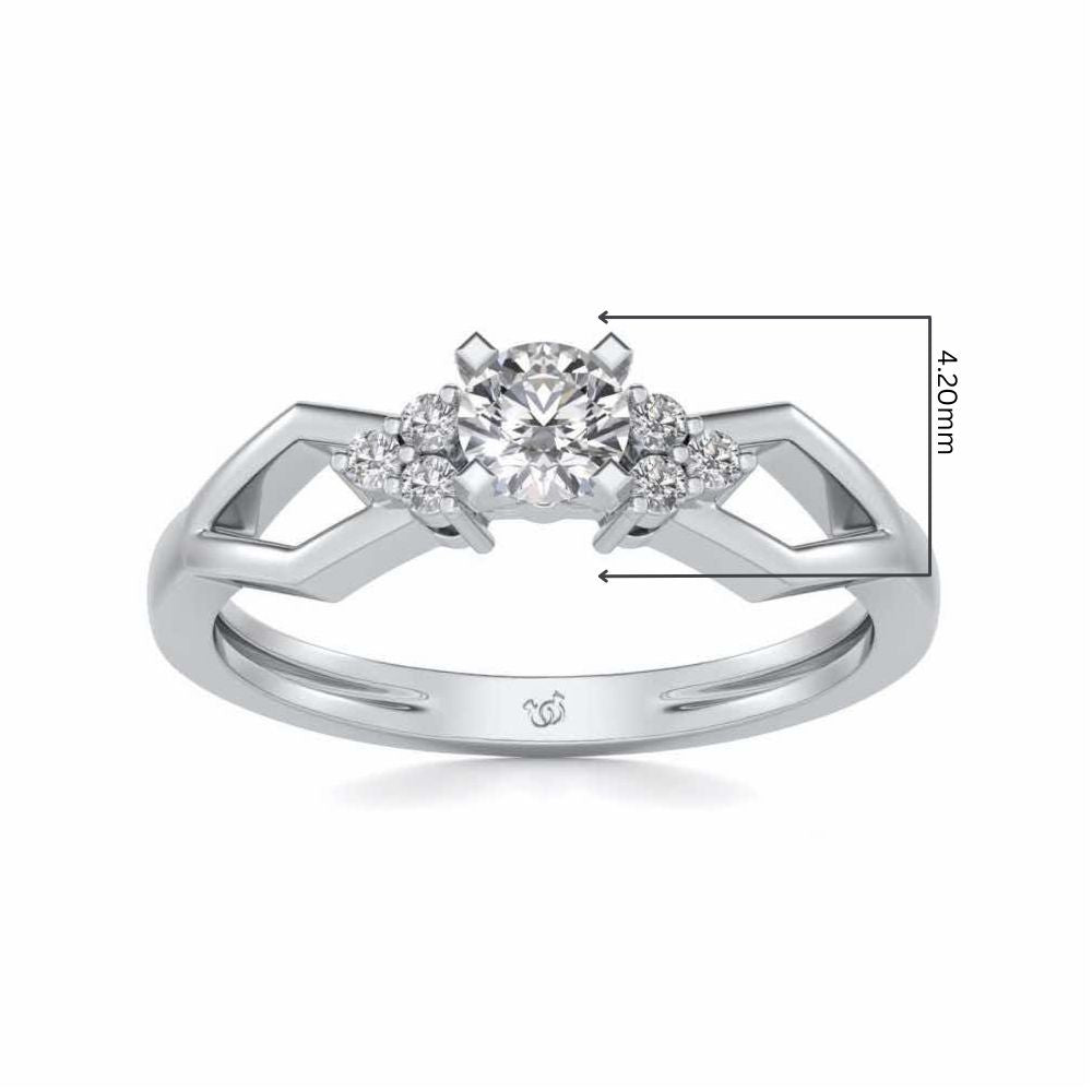 Visual Delight Solitaire Silver Ring - White Gold - Image 5