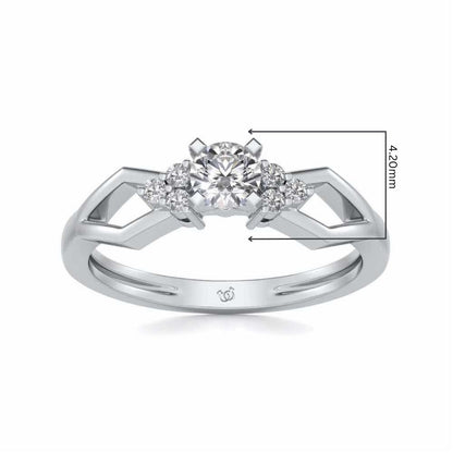 Visual Delight Solitaire Silver Ring - White Gold - Image 5