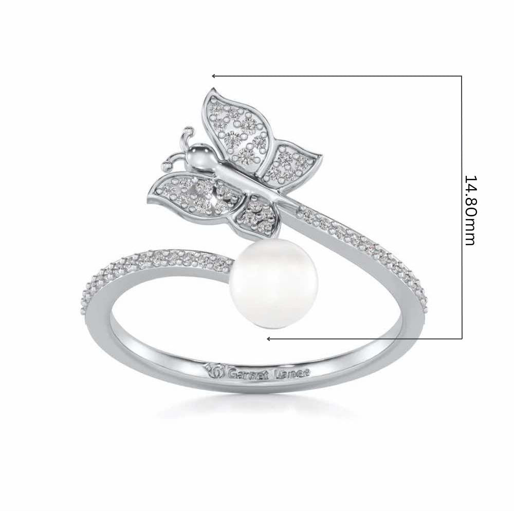 Fresh Wings Silver Pearl Ring - White Gold - Image 5