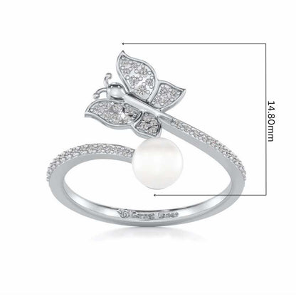 Fresh Wings Silver Pearl Ring - White Gold - Image 5