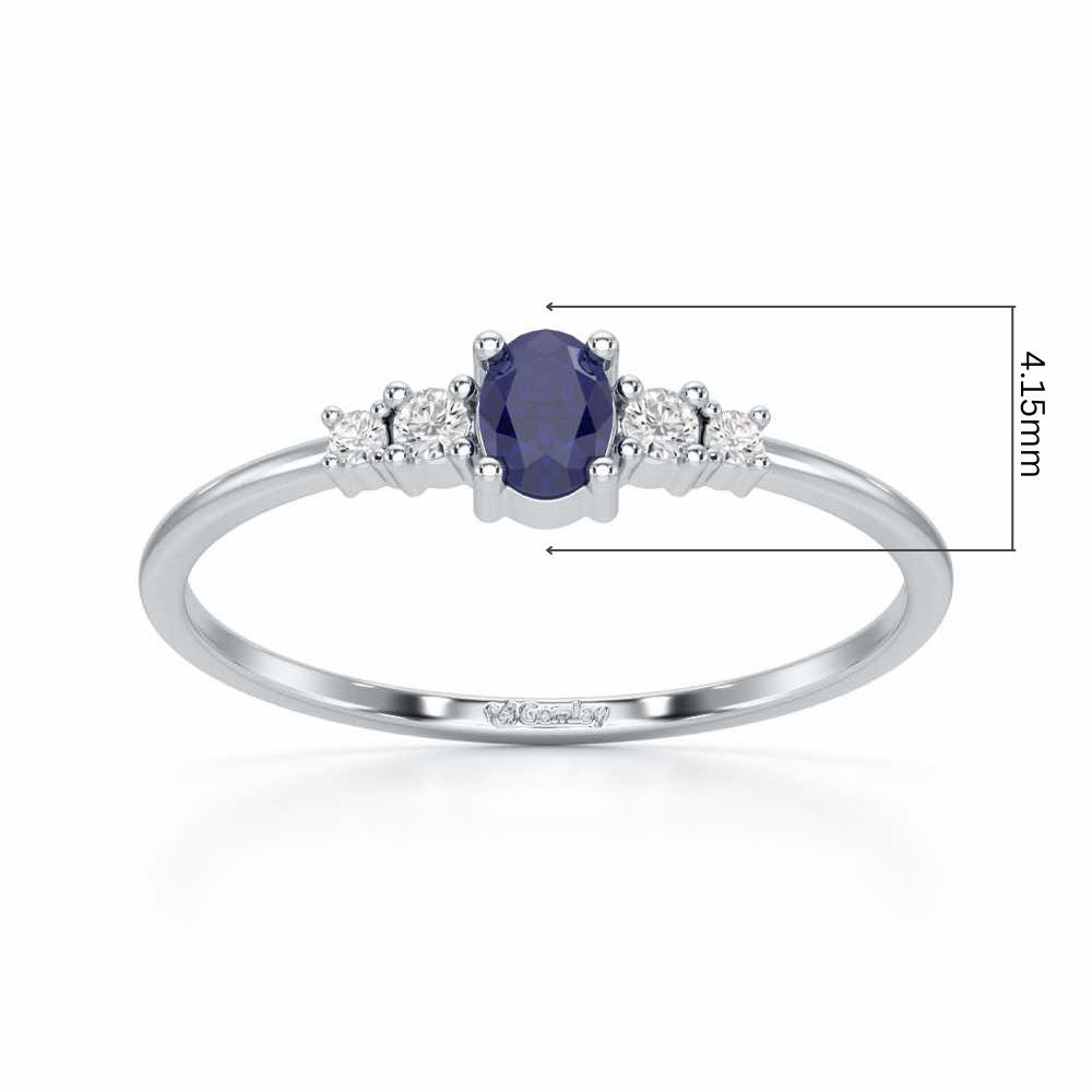 Blue Shimmer Silver Ring - White Gold - Image 5
