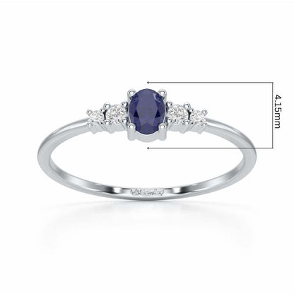 Blue Shimmer Silver Ring - White Gold - Image 5