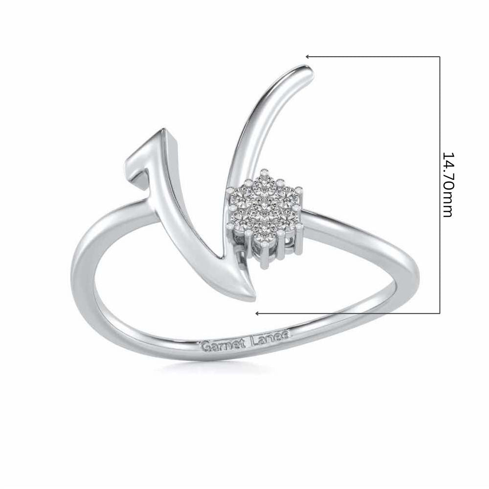Flora V Silver Ring - White Gold - Image 5