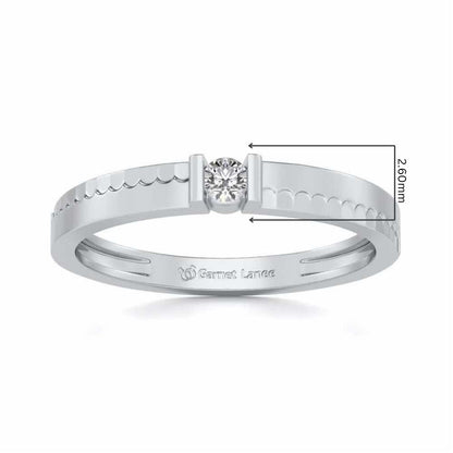 Edged Solitaire Silver Ring - White Gold - Image 5