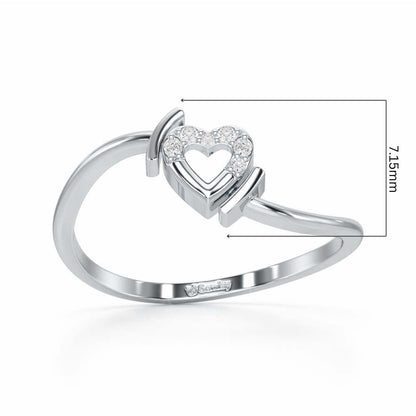 Airy Heart Silver Ring - White Gold - Image 5