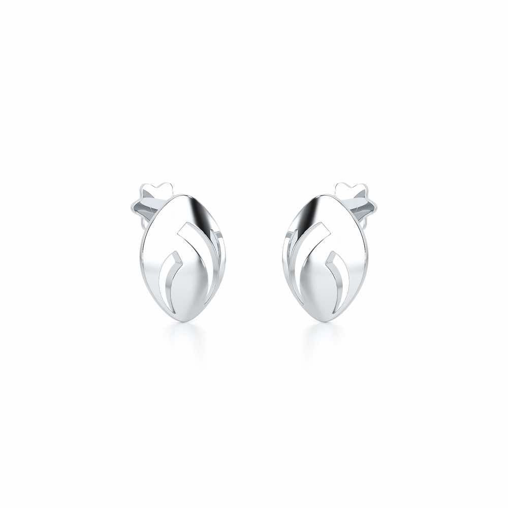 Sun Pebble Silver Earrings - White Gold - Image 2
