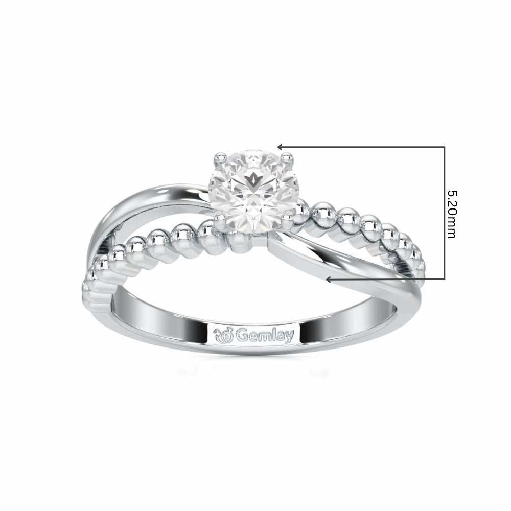 Pellet Trail Solitaire Ring - White Gold - Image 5