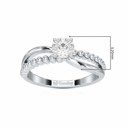 Pellet Trail Solitaire Ring - White Gold - Image 5