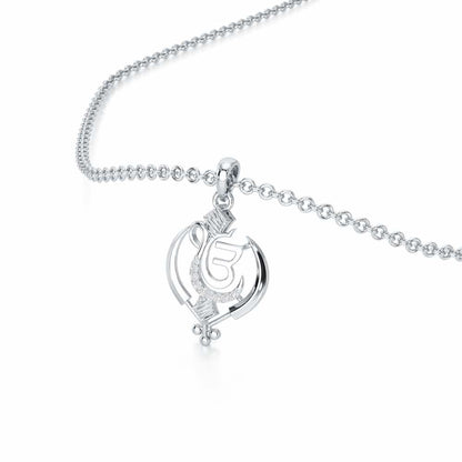 Onkar Light Silver Pendant - White Gold - Image 2