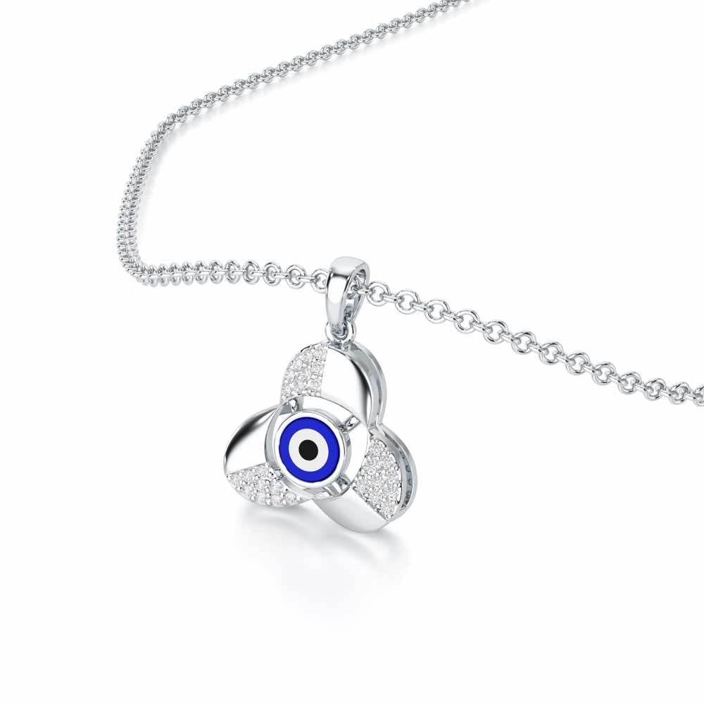 Eye of Fortitude Silver Pendant - White Gold - Image 2