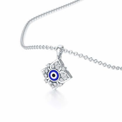 Watchful Charm Silver Pendant - White Gold - Image 2