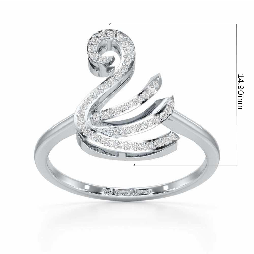 Celestial Swan Silver Ring - White Gold - Image 5