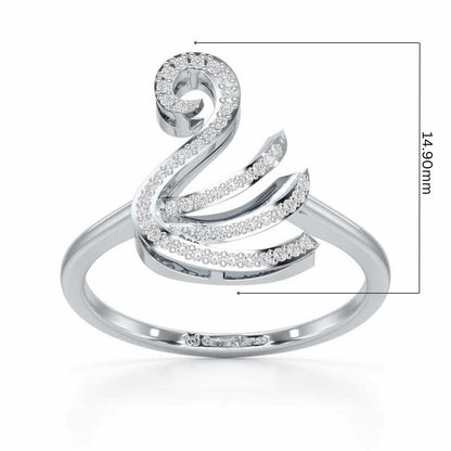 Celestial Swan Silver Ring - White Gold - Image 5