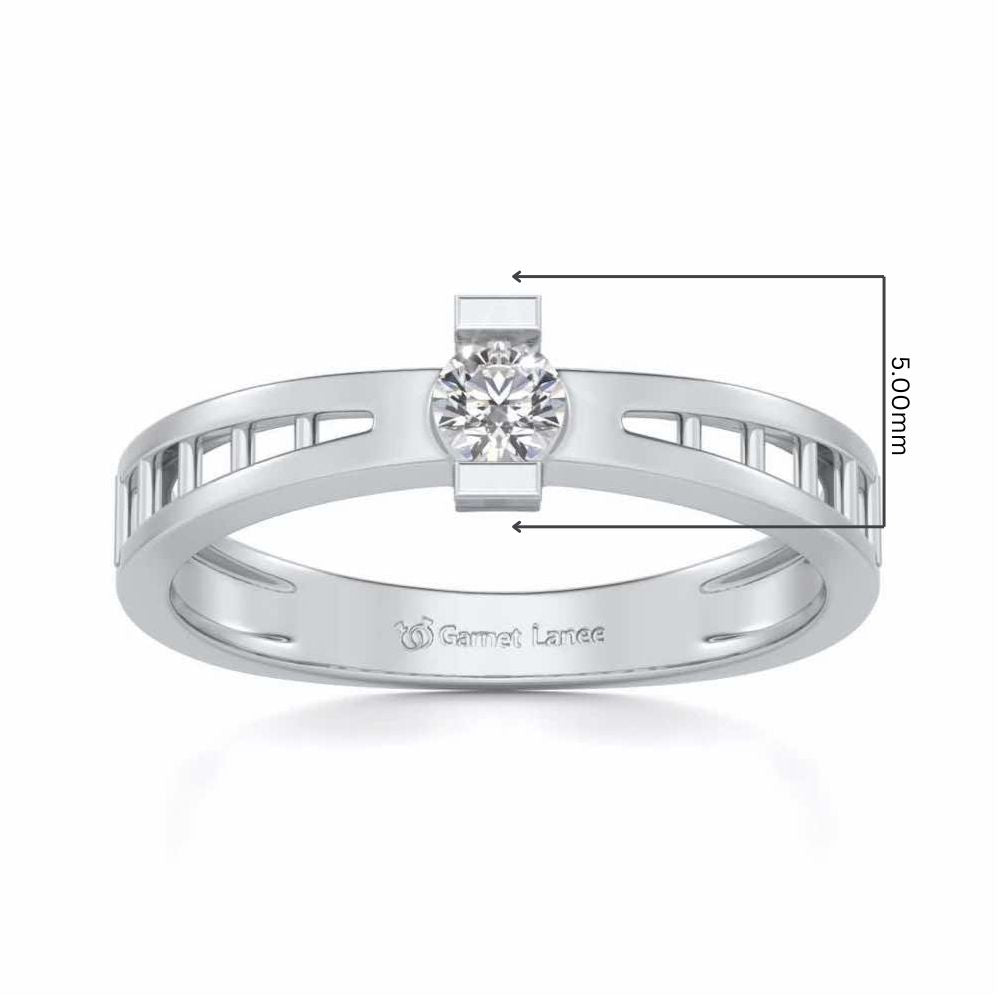 Wondrous Solitaire Silver Ring - White Gold - Image 5
