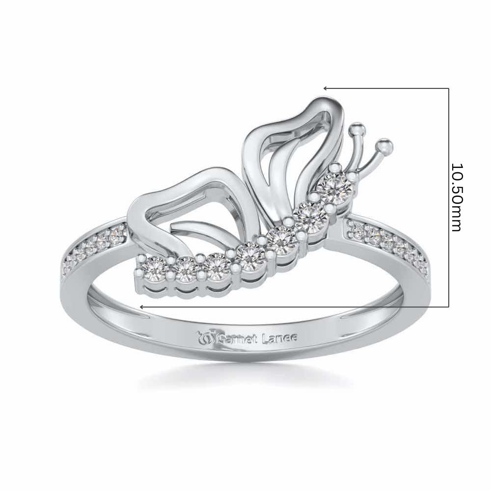 Butterfly High Silver Ring - White Gold - Image 5