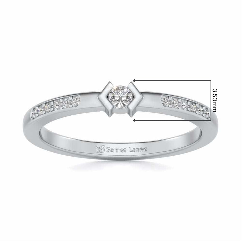 Blissed Solitaire Silver Ring - White Gold - Image 5
