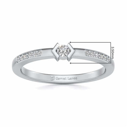 Blissed Solitaire Silver Ring - White Gold - Image 5