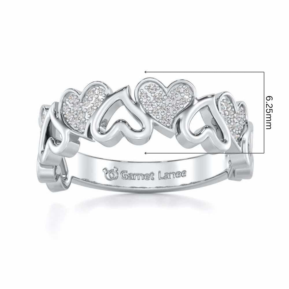Heart Line Silver Band Ring - White Gold - Image 5