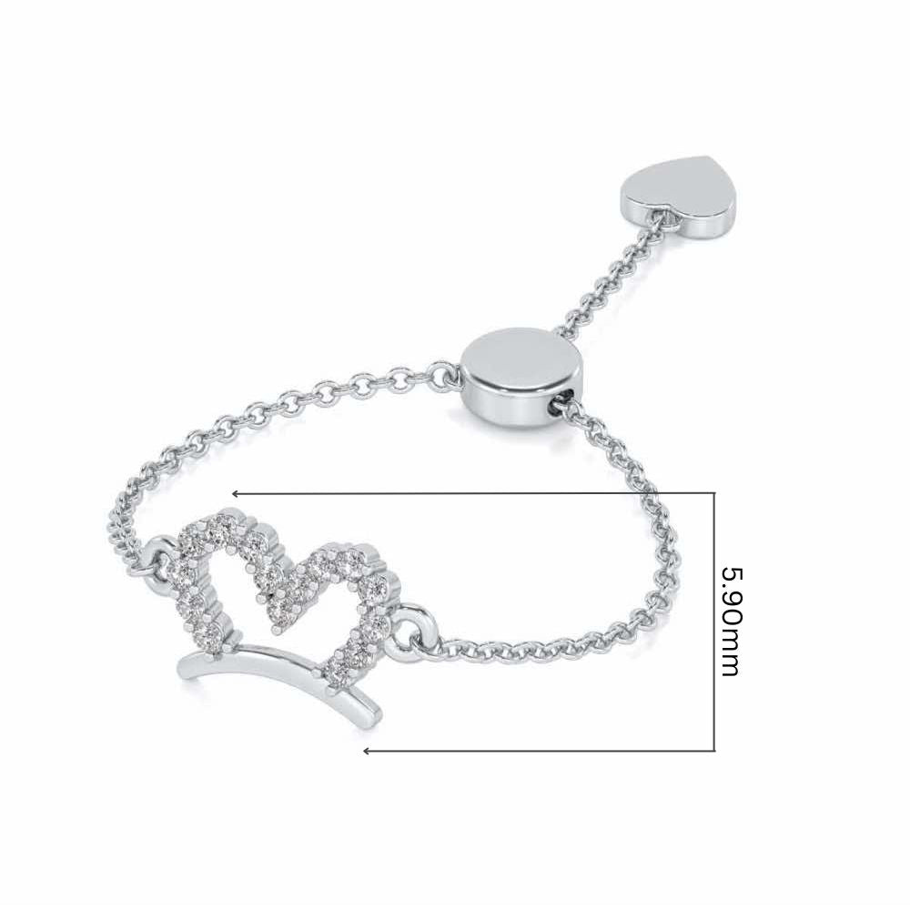 Semi-Heart Adjustable Silver Ring - White Gold - Image 5