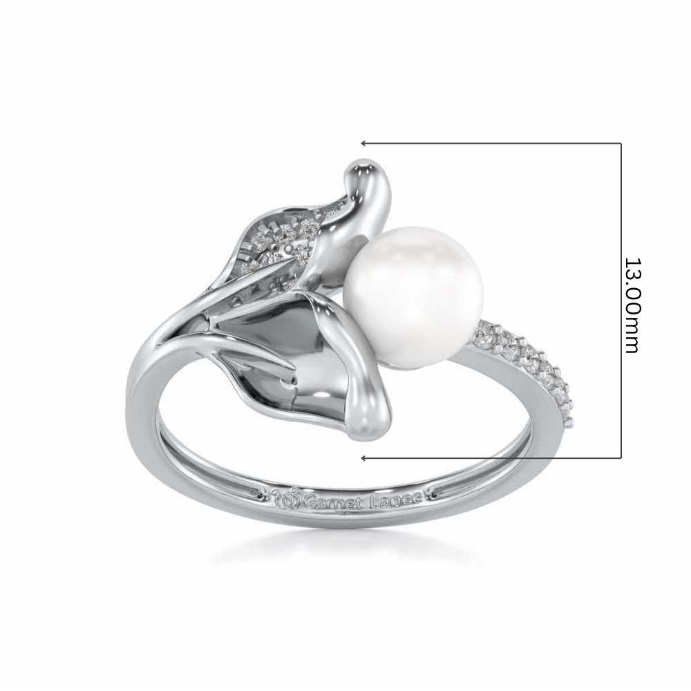 Chlorophyll Silver Pearl Ring - White Gold - Image 5