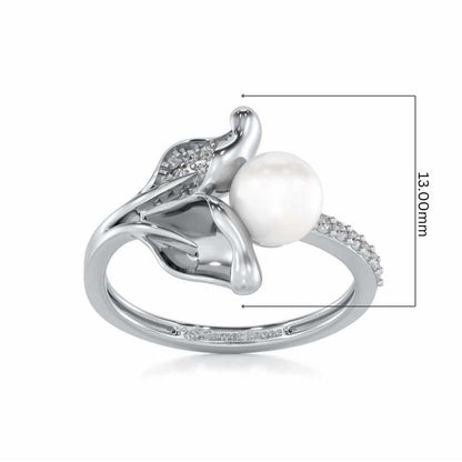 Chlorophyll Silver Pearl Ring - White Gold - Image 5
