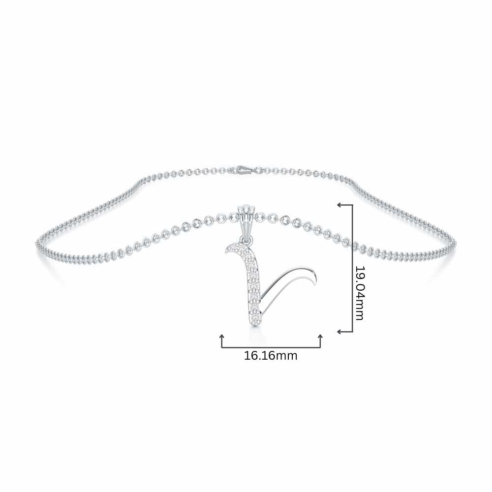 V-Luke Silver Pendant - White Gold - Image 4
