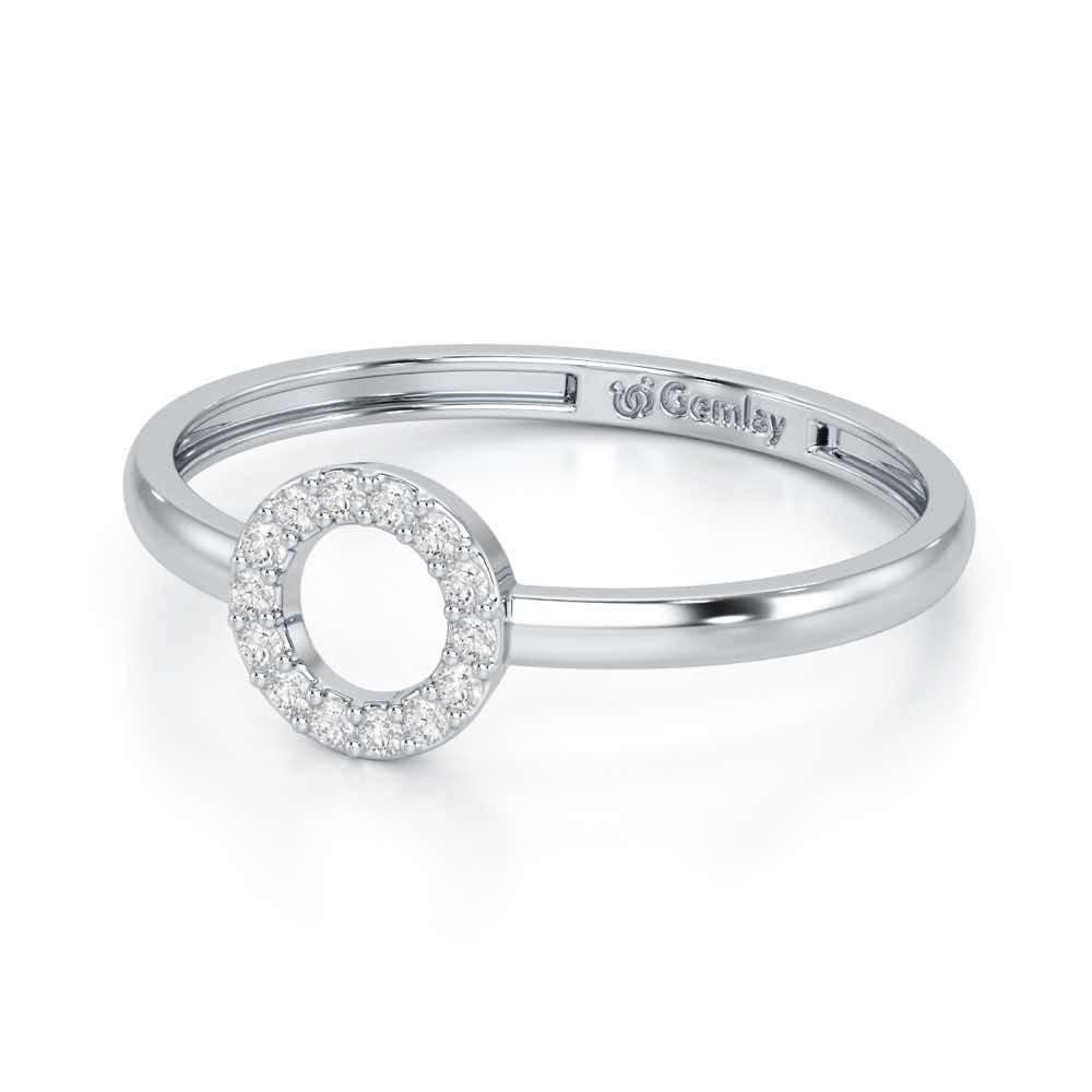 Fiona Halo Silver Ring - White Gold - Image 3