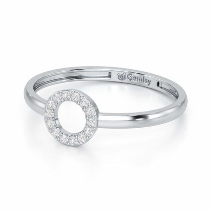 Fiona Halo Silver Ring - White Gold - Image 3