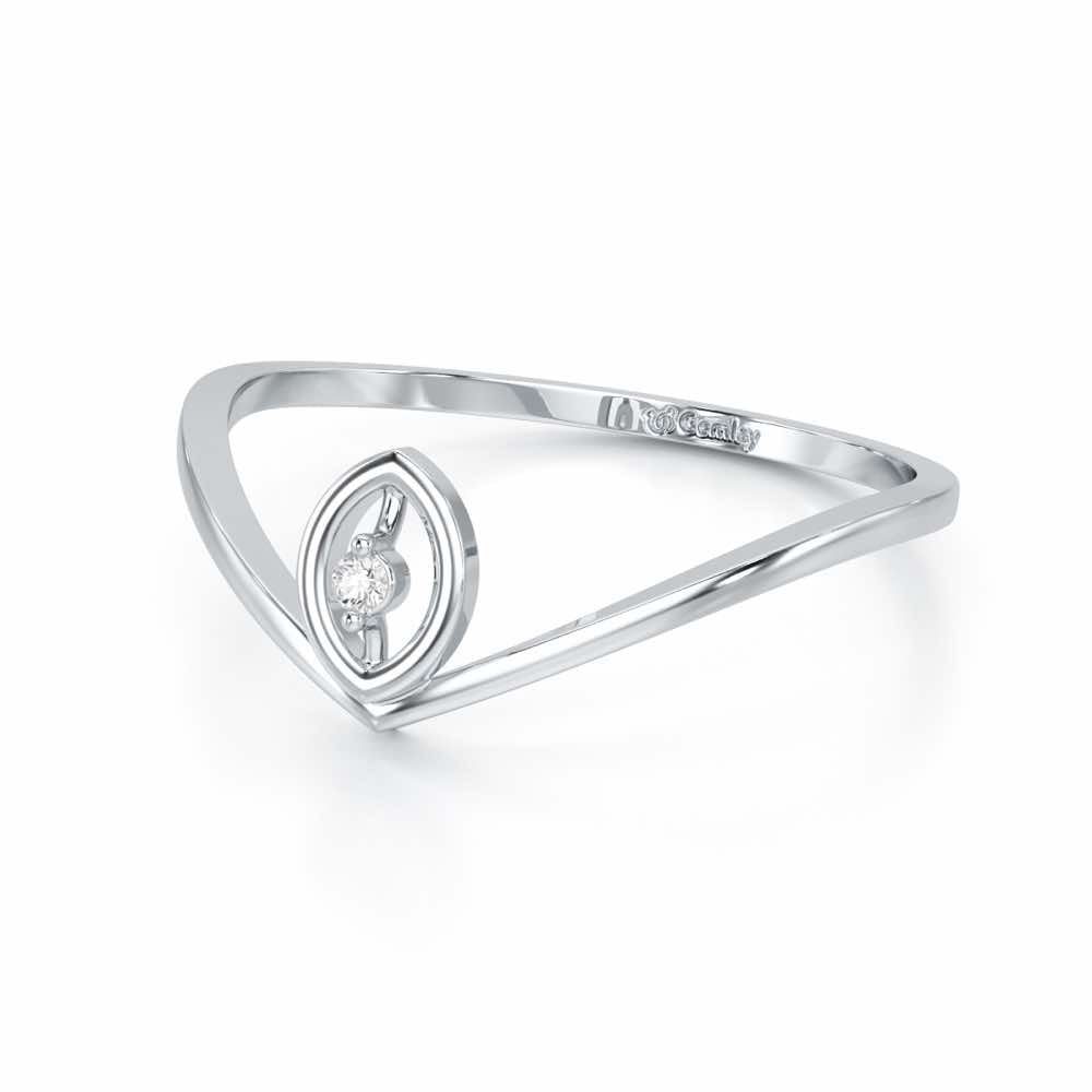 Vertical Eye Silver Ring - White Gold - Image 3