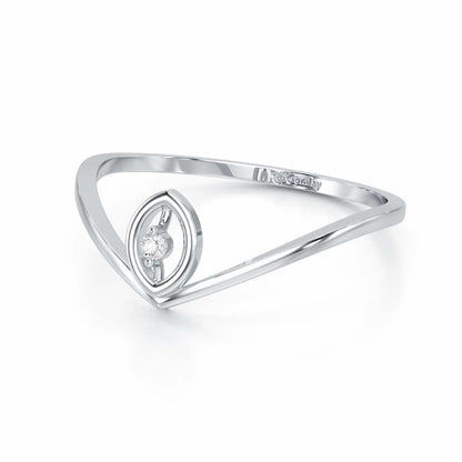 Vertical Eye Silver Ring - White Gold - Image 3