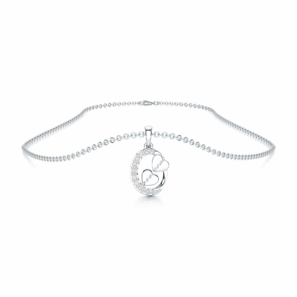 Hearts Of Gleam Silver Pendant - White Gold - Image 3