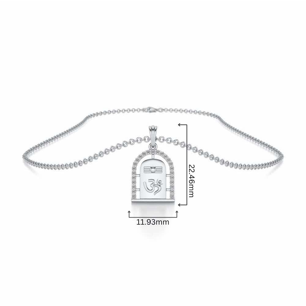 Om Linga Silver Pendant - White Gold - Image 4
