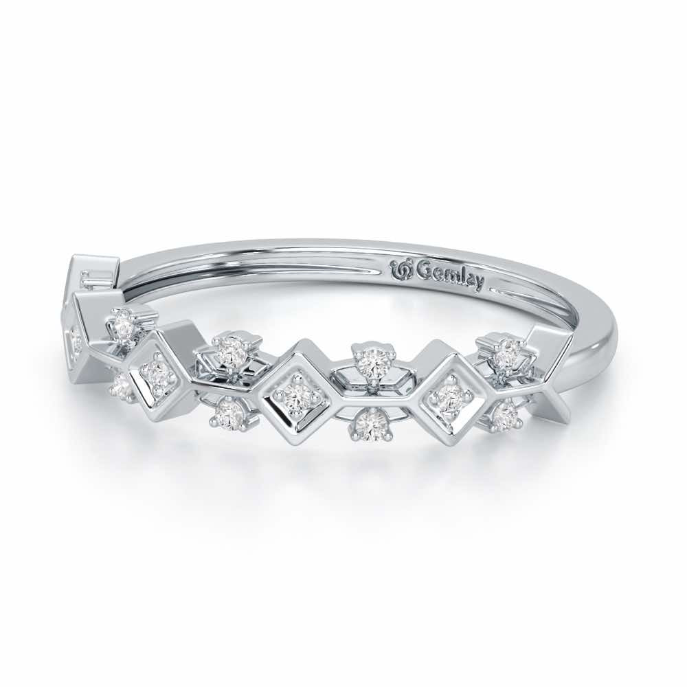 Embellished Charm Silver Ring - White Gold - Image 3