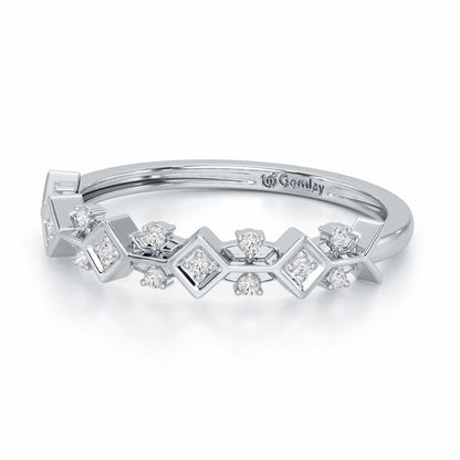 Embellished Charm Silver Ring - White Gold - Image 3