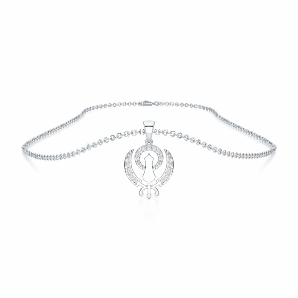 Khalsa Eternal Silver Pendant - White Gold - Image 3