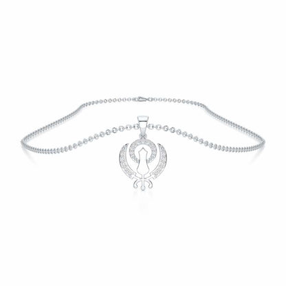 Khalsa Eternal Silver Pendant - White Gold - Image 3