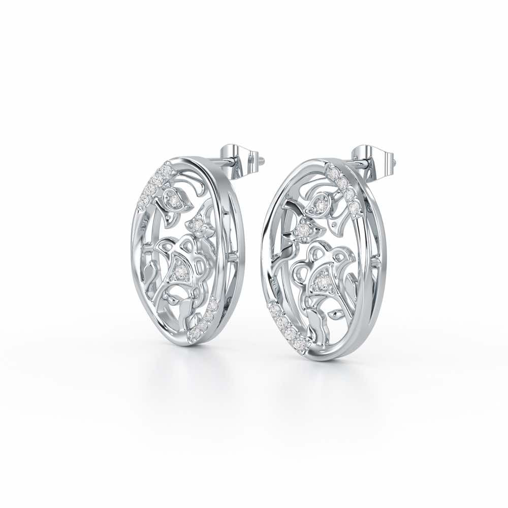 Ornate Glow Silver Earring Studs - White Gold - Image 3