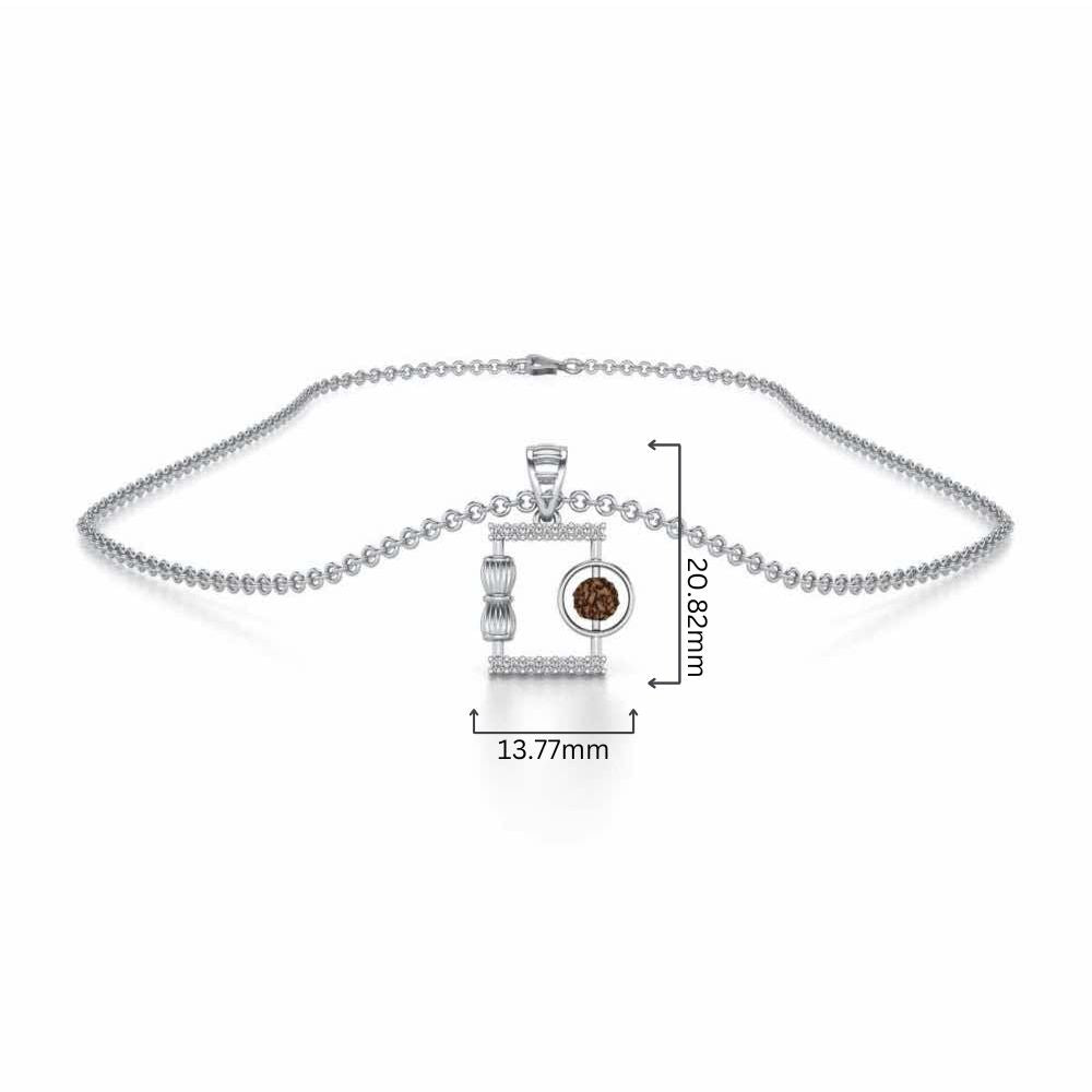 Rudraksh Silver Pendant - White Gold - Image 4