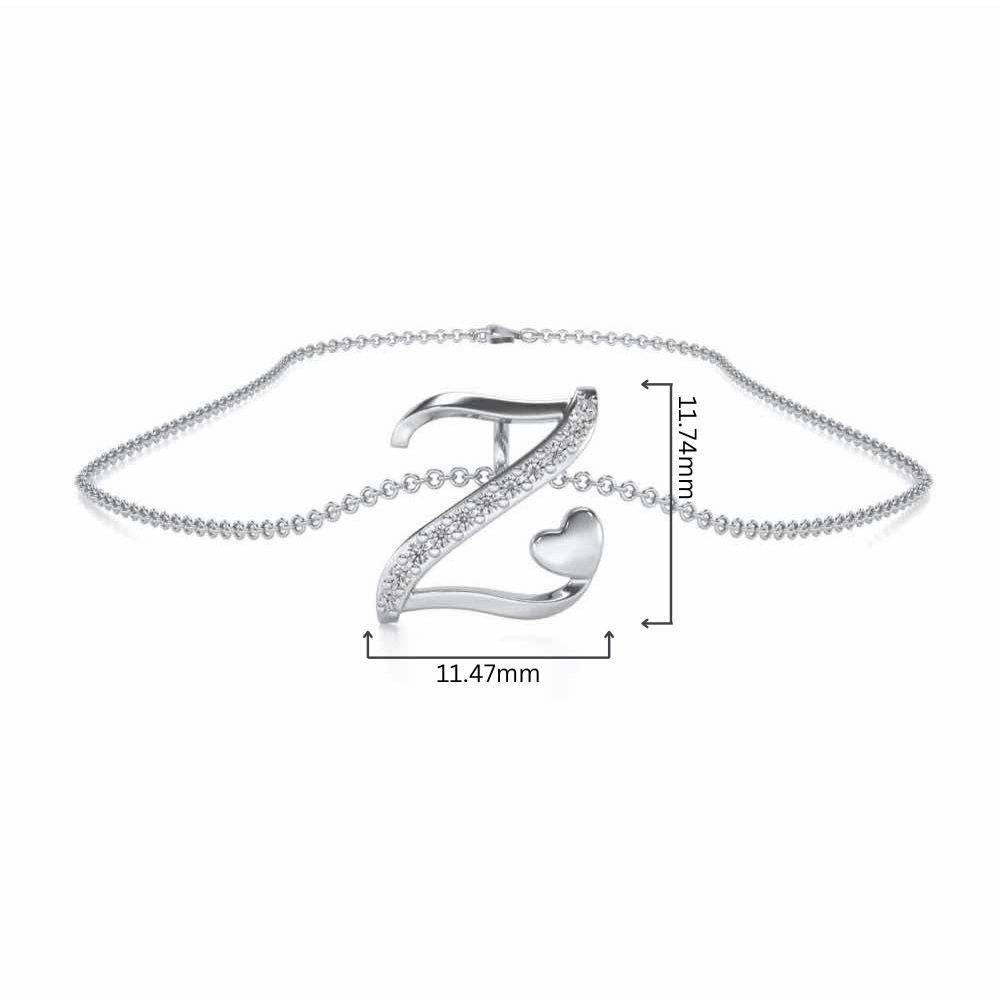 Lovely Z Silver Pendant - White Gold - Image 4