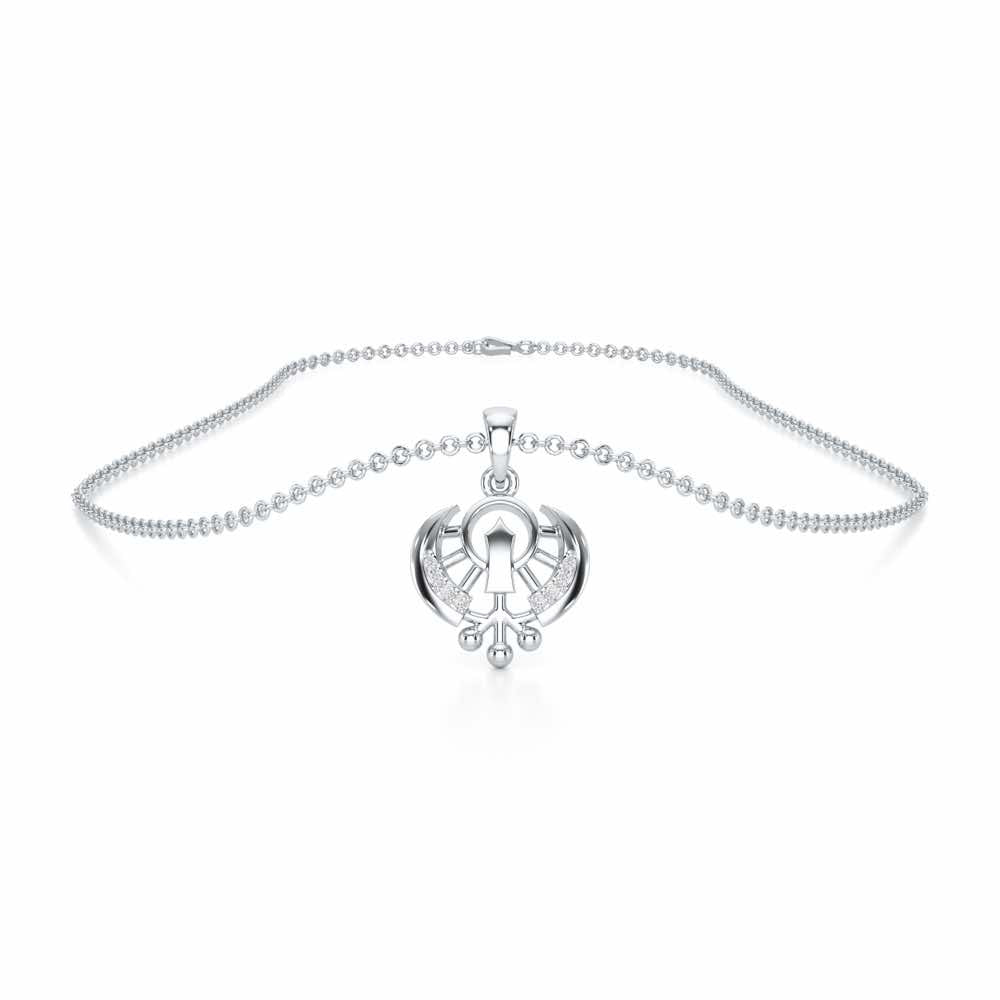 Khalsa Divine Silver Pendant - White Gold - Image 3
