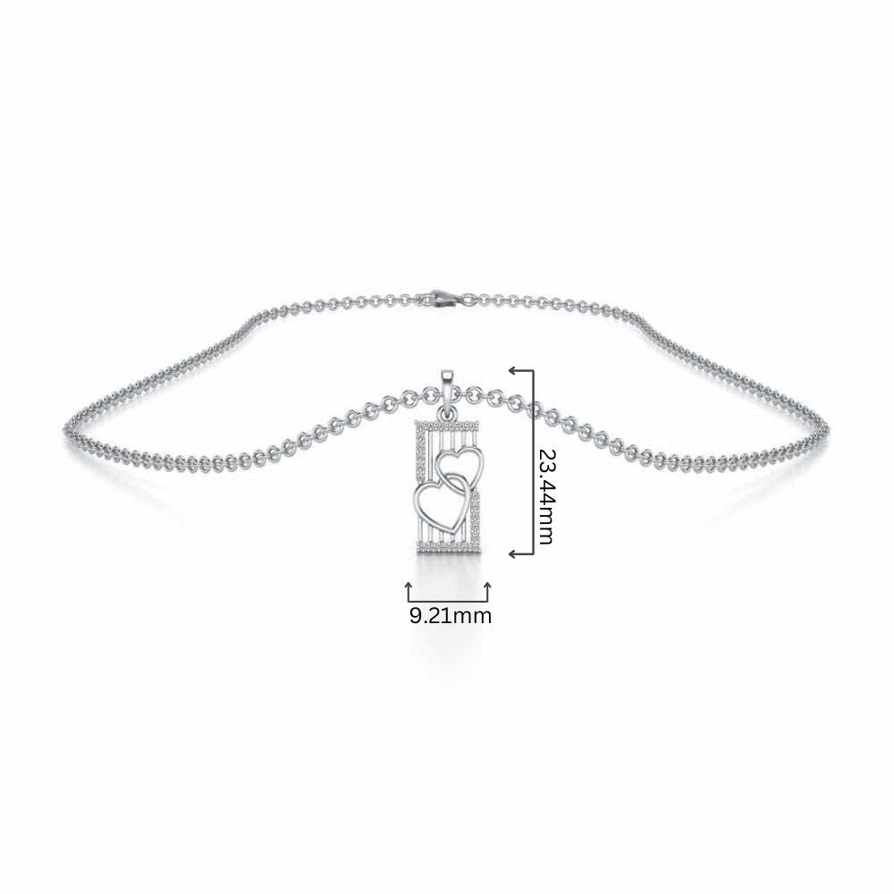 Entwined Heart Silver Pendant - White Gold - Image 4