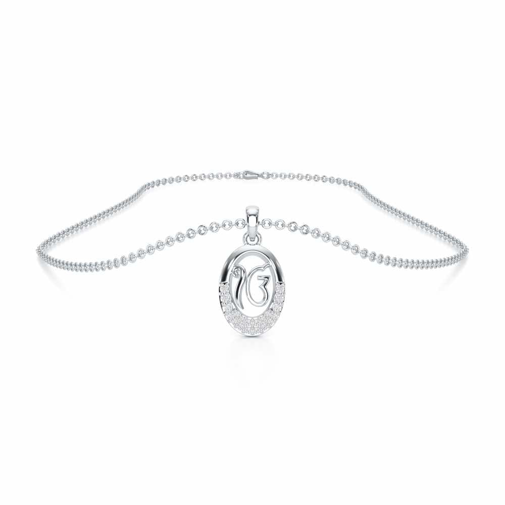 Onkar Shakti Silver Pendant - White Gold - Image 3