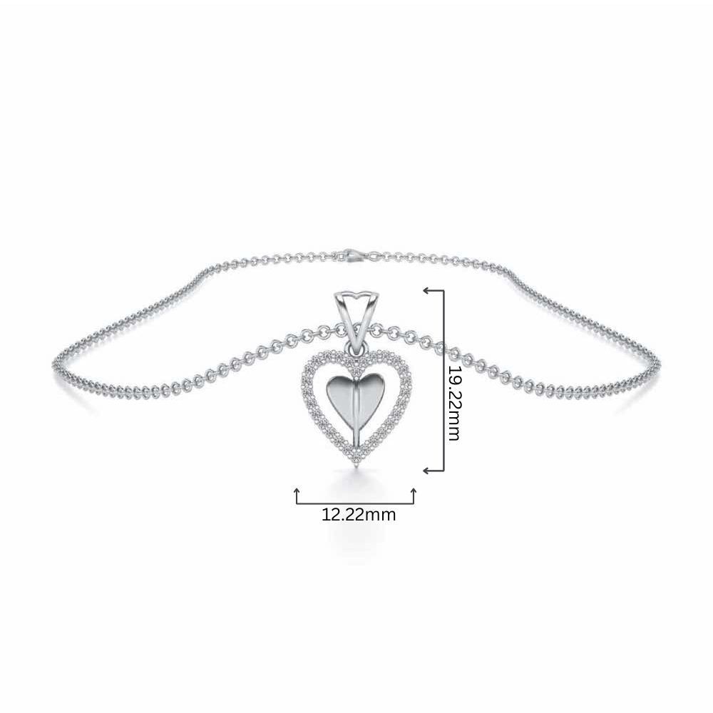 Engraved Heart Silver Pendant - White Gold - Image 4