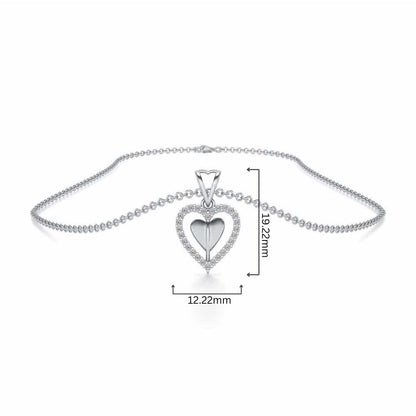 Engraved Heart Silver Pendant - White Gold - Image 4
