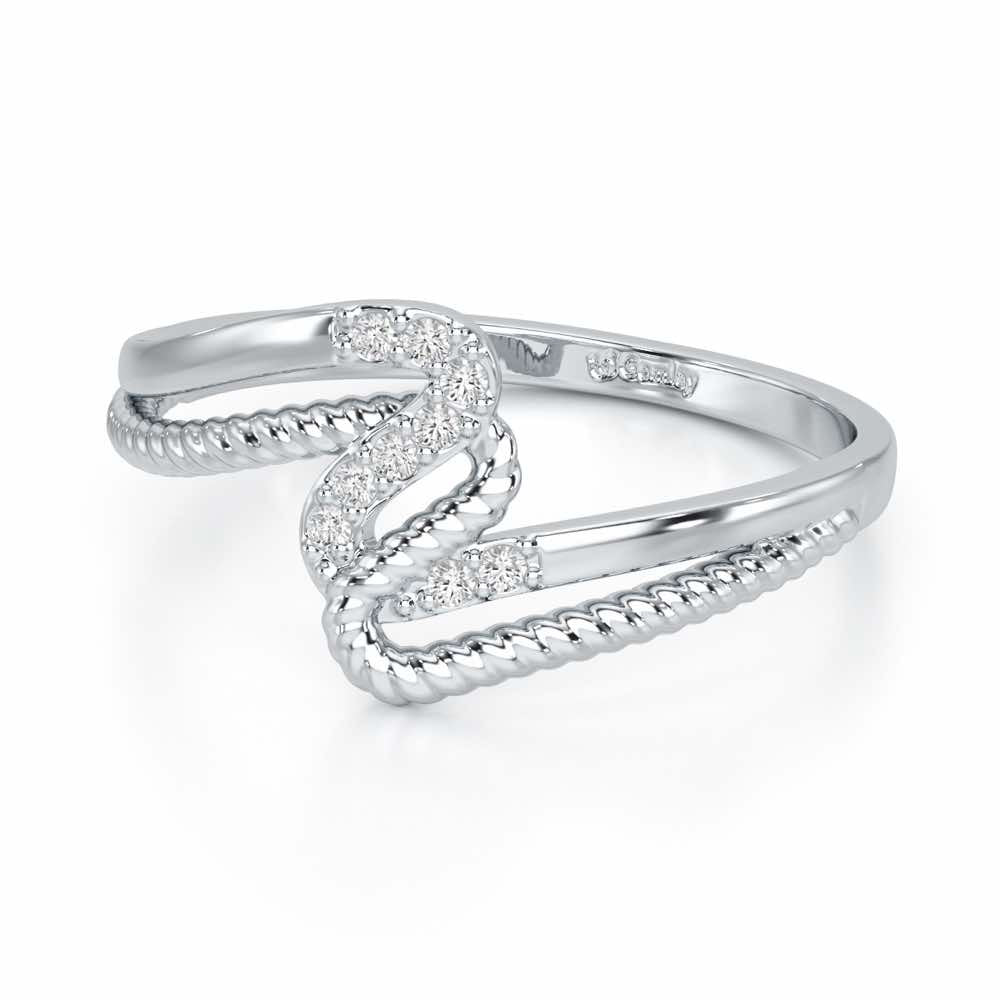 Down Wave Silver Ring - White Gold - Image 3