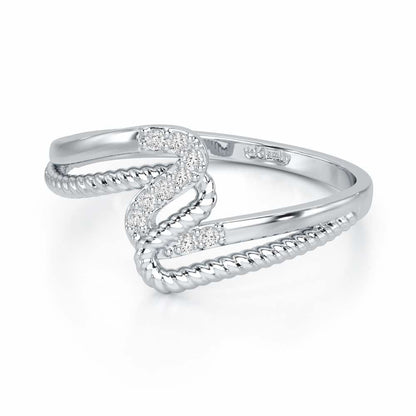 Down Wave Silver Ring - White Gold - Image 3